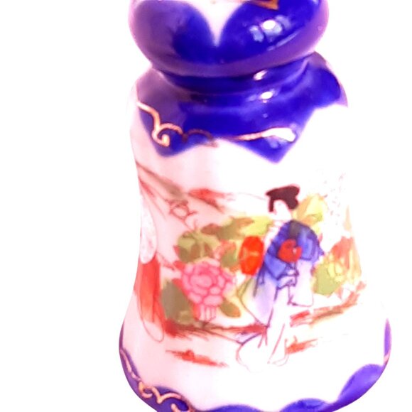 Vintage Hand-Painted Japanese Porcelain Hat Pin Holder With Geisha & Floral Desi - Picture 2 of 7